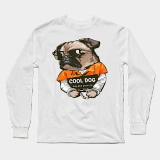 cartoon-pug-dog-prisoner-costume-with-sign- Long Sleeve T-Shirt